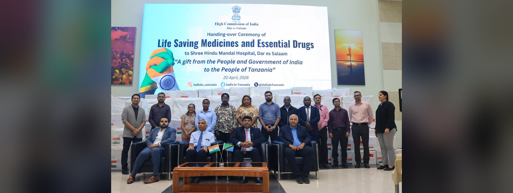 Handover of two tonnes of medicines to Shree Hindu Mandal Hospital, Dar es Salaam
